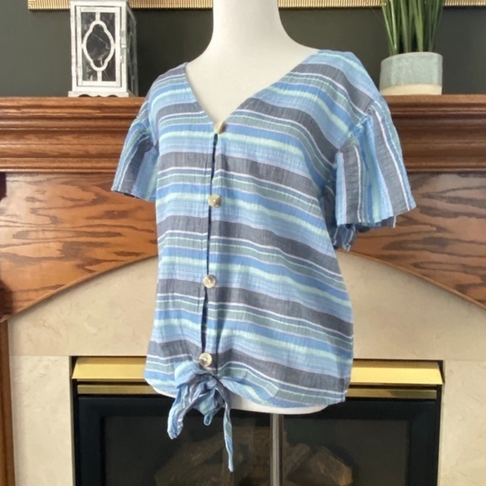 A.N.A. Tie Front Striped Top Sz.‎ L